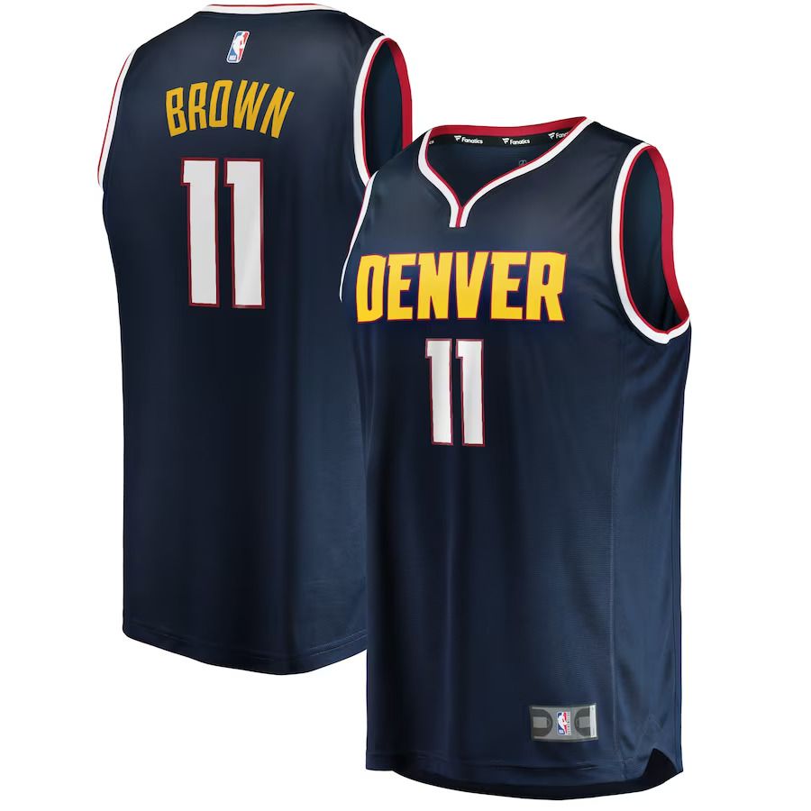 Men Denver Nuggets 11 Bruce Brown Fanatics Branded Navy Fast Break Replica NBA Jersey